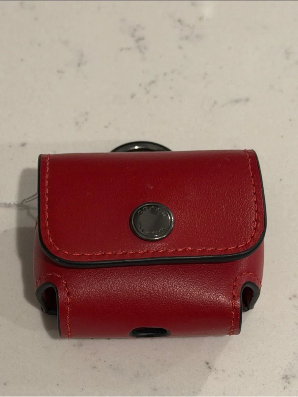 Coach Red Leather AirPods/ Earbud Case with Snap Closure